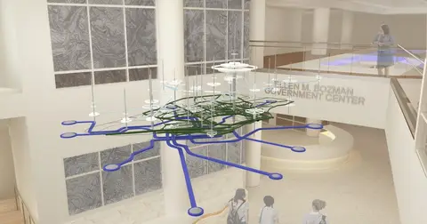 Representative commissioner image for The paths we take — Bozman lobby sculpture